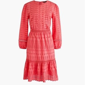EYELET FLUTTER-HEM DRESS